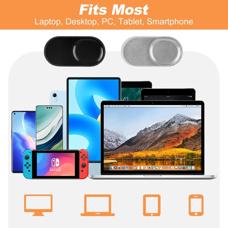 Ninsula 6 Pack Laptop Camera Cover Slide, 0.023 Inch Ultra-Thin Webcam Cover, Phone Camera Cover Fits Most Laptop, Desktop, PC, Tablet, Smartphone(Black and Silver) - Image 3